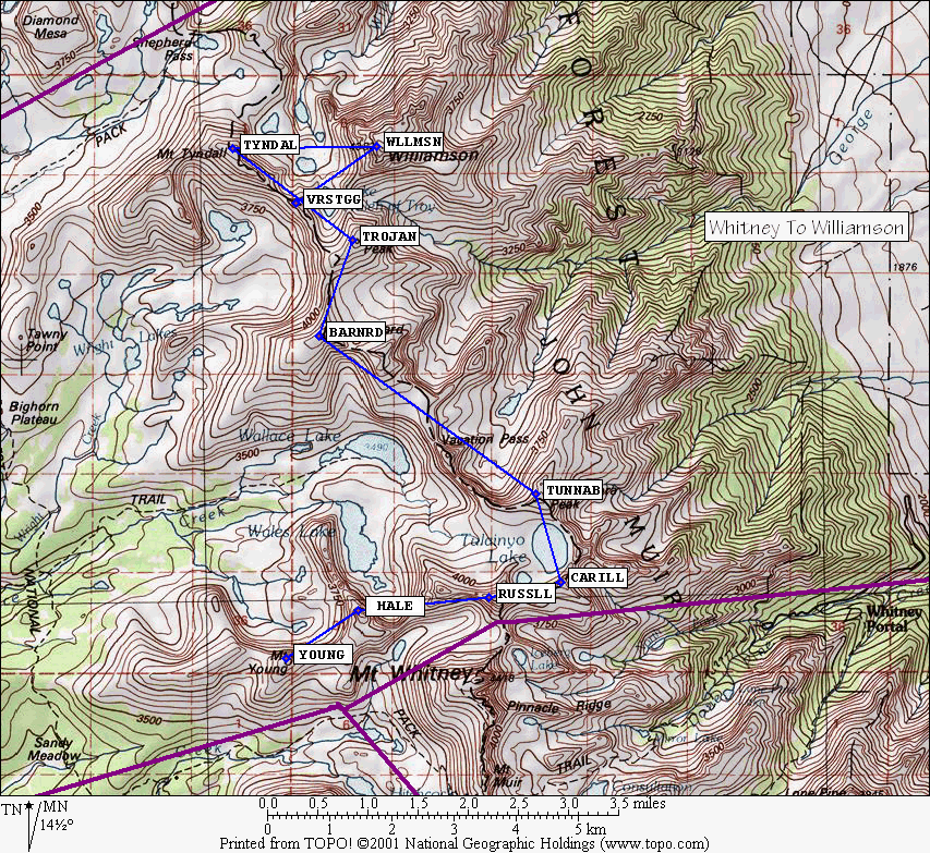 Whitney Map w/ GPS Points Labeled